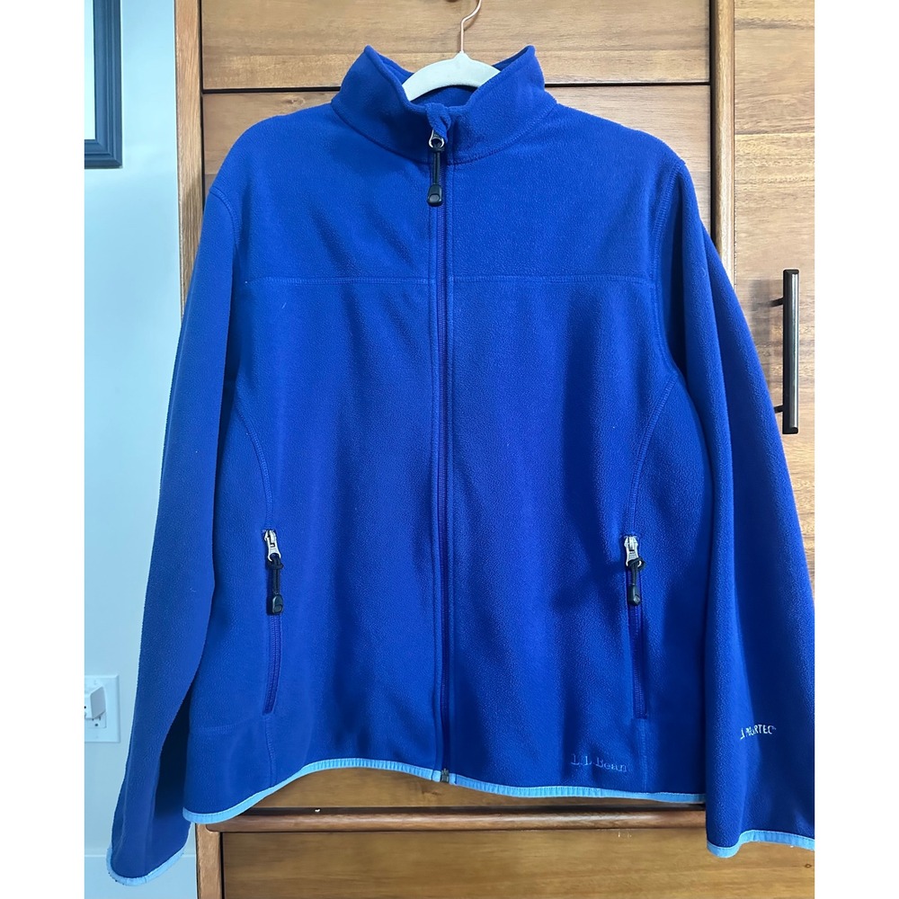 LL Bean Polartec Full Zip Fleece Jacket Small Blue Excellent